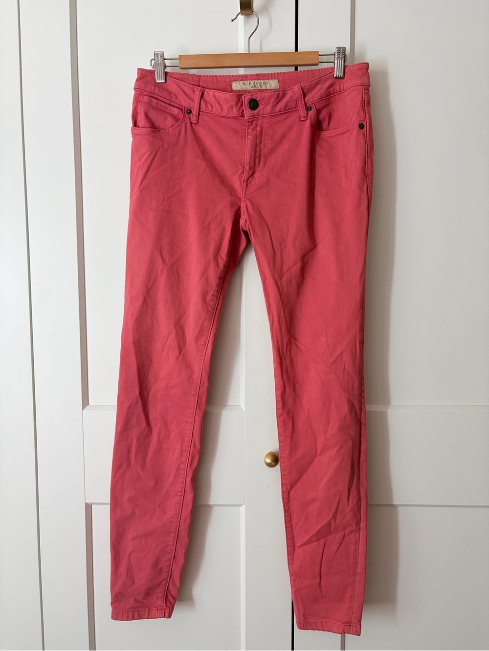 Burberry Brit Coral-Pink Low Rise Skinny Jeans | 31